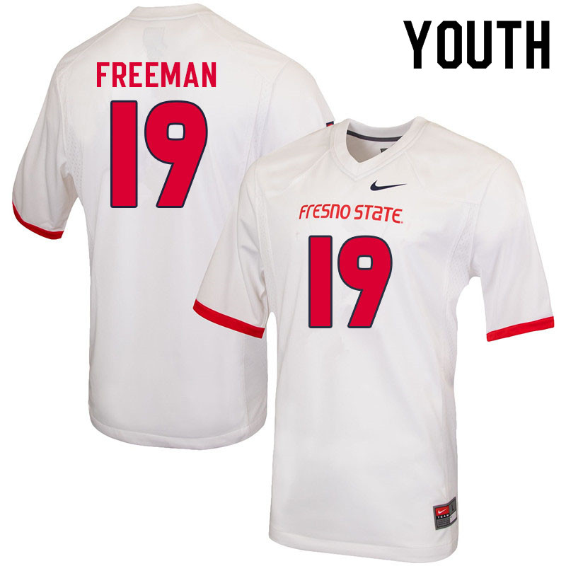 Youth #19 Josiah Freeman Fresno State Bulldogs College Football Jerseys Sale-White - Click Image to Close